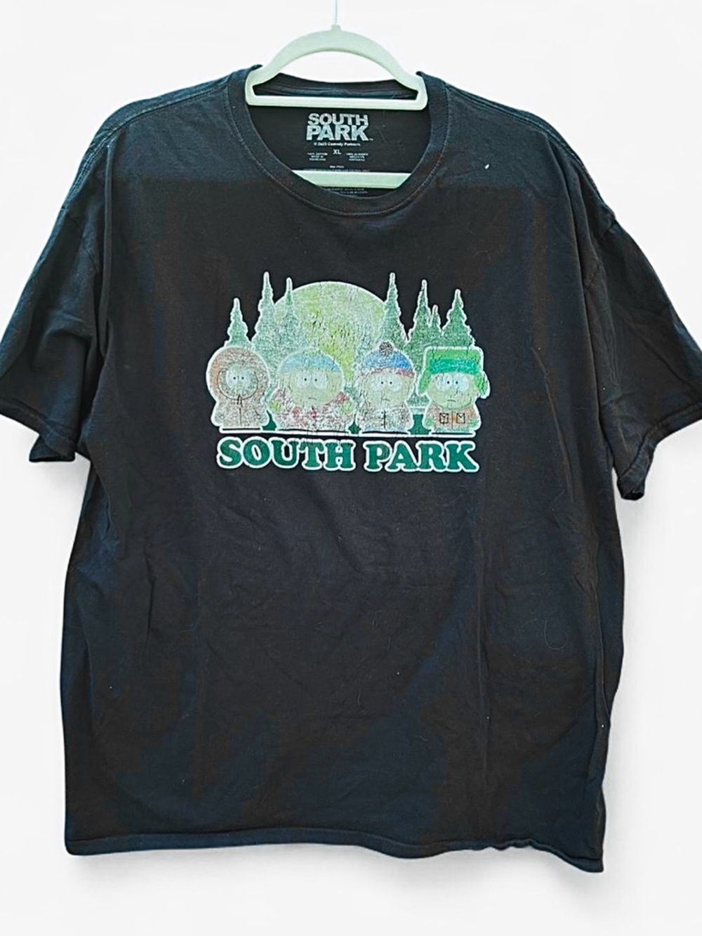 Sick Distressed South Park Men's Black Graphic Tee Size XL